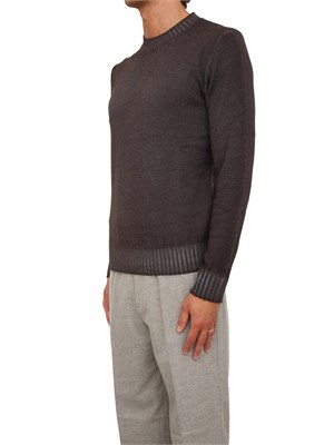 Maglia girocollo Aiace Galassi in pura lana grigio antracite con fondi a costine delavÉ in UOMO