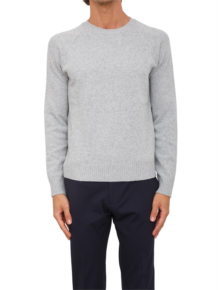 Maglia girocollo Aiace Galassi in lana e cashmere grigio chiaro