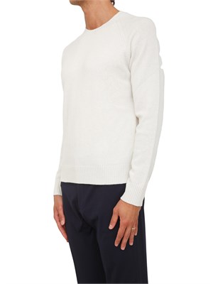 Maglia girocollo Aiace Galassi in lana e cashmere bianco panna in UOMO