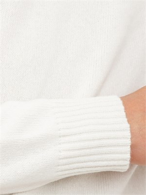 Maglia girocollo Aiace Galassi in lana e cashmere bianco panna in UOMO