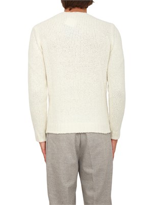 Maglia girocollo Aiace Galassi in misto lana bianca con lavorazione effetto bouclÉ in UOMO