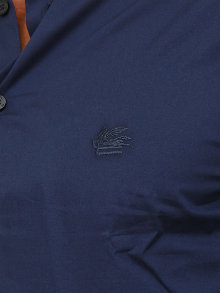 Camicia Etro uomo in cotone blu con logo