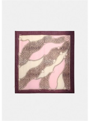 Foulard Liu Jo bordeaux con stampa animalier e catena in DONNA