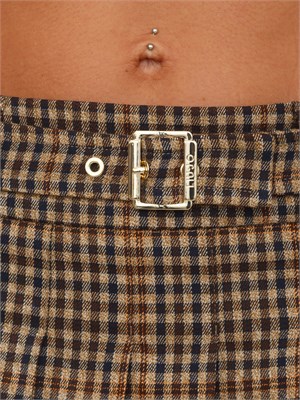 Minigonna Liu Jo in viscosa stampa check marrone in DONNA