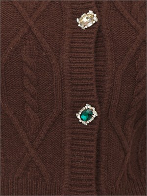 Cardigan in maglia Liu Jo in lana marrone con bottoni gioiello in DONNA