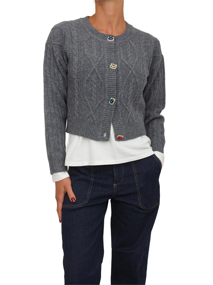 Cardigan in maglia Liu Jo in lana grigia con bottoni gioiello