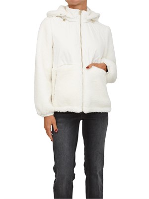 Giubbino Liu Jo donna in tessuto teddy e nylon bianco avorio in DONNA