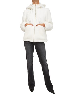 Giubbino Liu Jo donna in tessuto teddy e nylon bianco avorio in DONNA