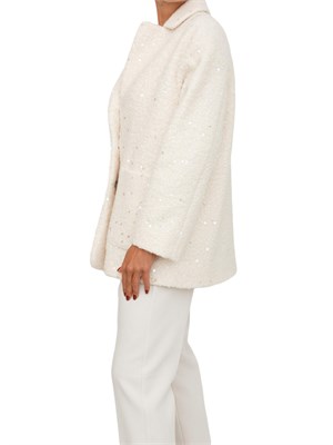 Cappotto Ranch Emme Marella in bouclÉ bianco con paillettes in DONNA