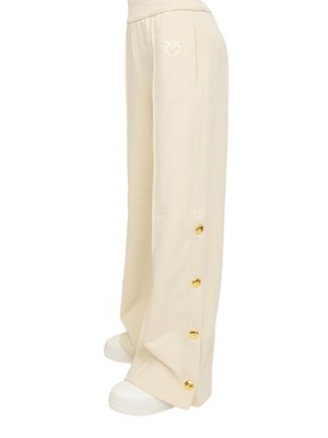 Pantaloni tuta Pinko in cotone avorio con bottoni dorati in DONNA