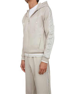 Felpa Guess Jeans in cotone tortora con bande logo in UOMO