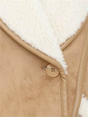 Giaccone Guess Jeans in simil shearling cammello con pelliccia in DONNA