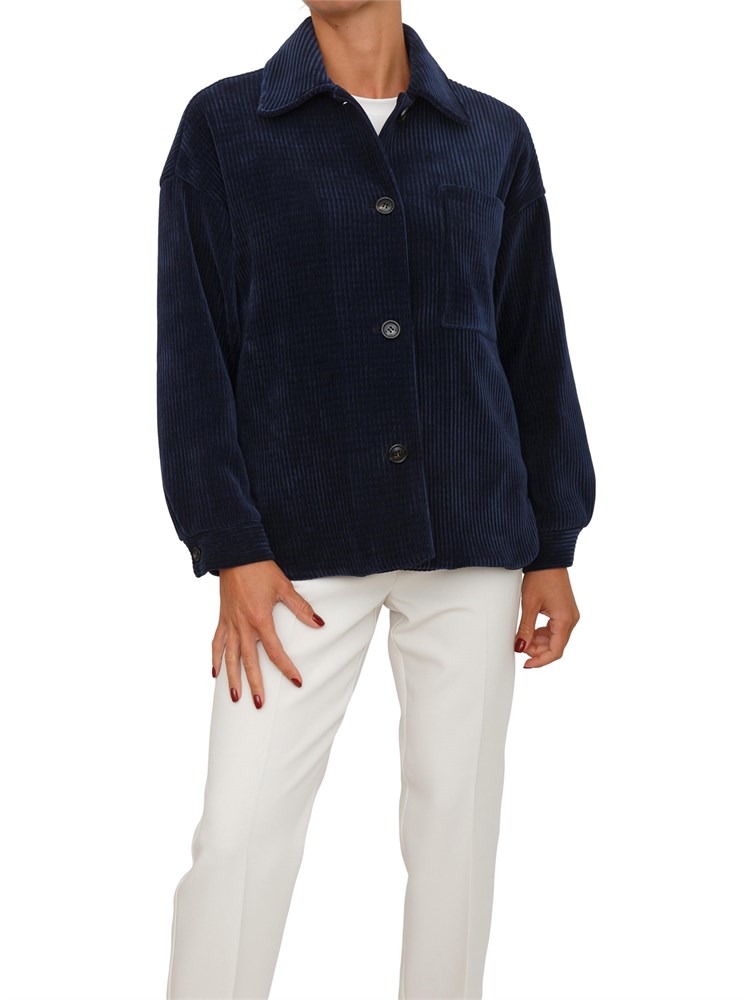 Giacca camicia Andy Emme Marella in velluto blu a coste