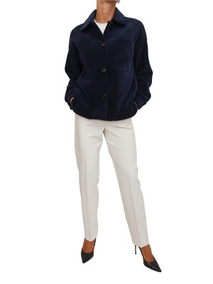 Giacca camicia Andy Emme Marella in velluto blu a coste in DONNA