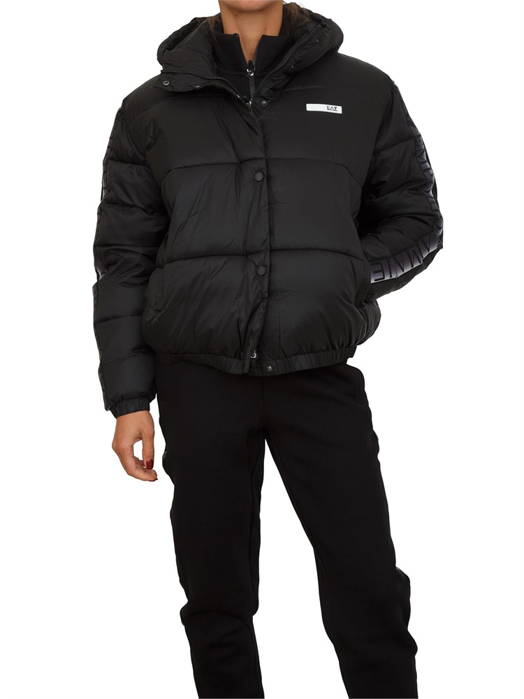 Giubbino EA7 Emporio Armani in nylon nero con bande logo