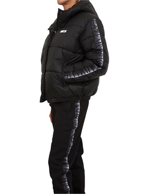 Giubbino EA7 Emporio Armani in nylon nero con bande logo in DONNA