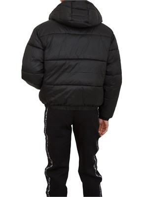 Giubbino EA7 Emporio Armani in nylon nero con bande logo in DONNA