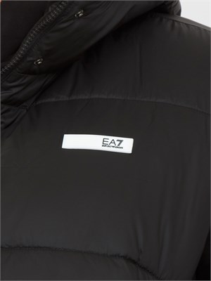Giubbino EA7 Emporio Armani in nylon nero con bande logo in DONNA