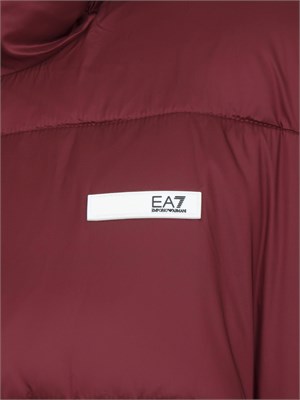 Giubbino EA7 Emporio Armani in nylon bordeaux con bande logo in DONNA