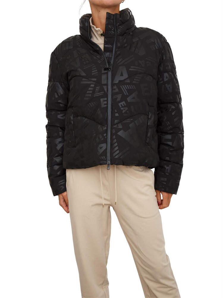 Giubbino donna EA7 Emporio Armani in nylon logo all over nero