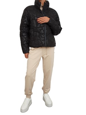 Giubbino donna EA7 Emporio Armani in nylon logo all over nero in DONNA