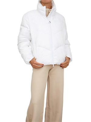 Giubbino donna EA7 Emporio Armani in nylon logo all over bianco in DONNA