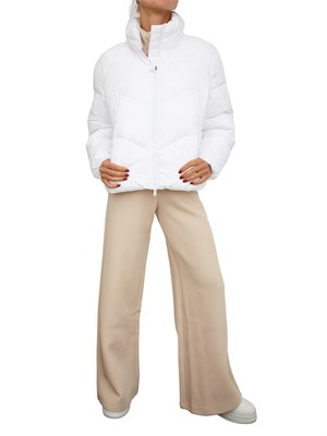 Giubbino donna EA7 Emporio Armani in nylon logo all over bianco in DONNA