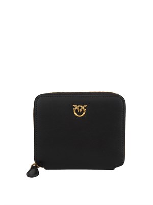 Portafoglio Pinko zip-around piccolo in pelle nera in DONNA