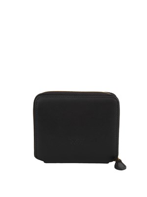 Portafoglio Pinko zip-around piccolo in pelle nera in DONNA
