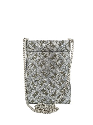 Custodia smartphone Pinko in pelle con strass argento in DONNA