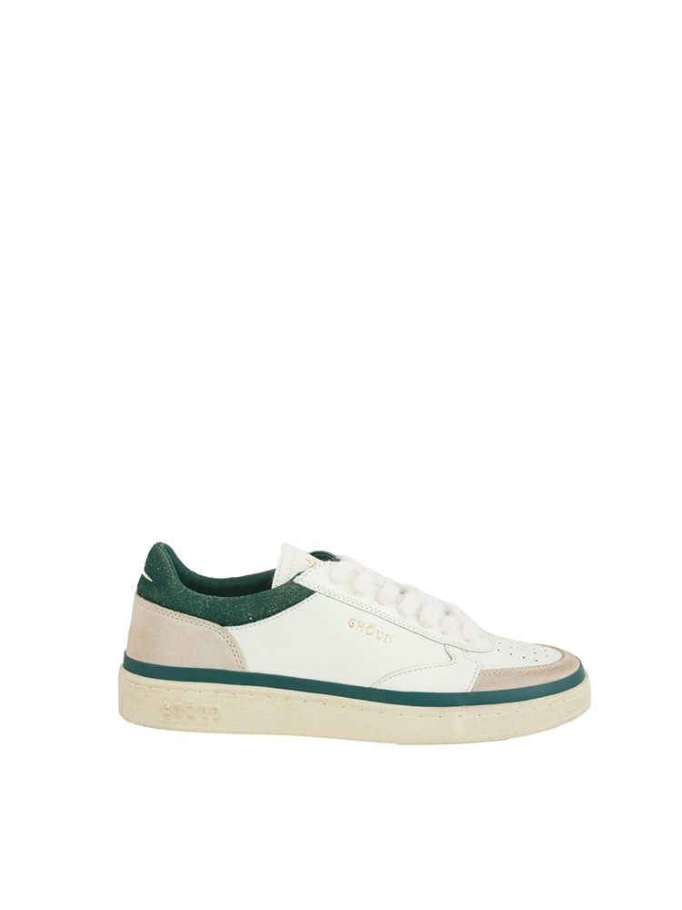 Sneakers Pads Ghoud Venice in pelle bianca e inserti verdi