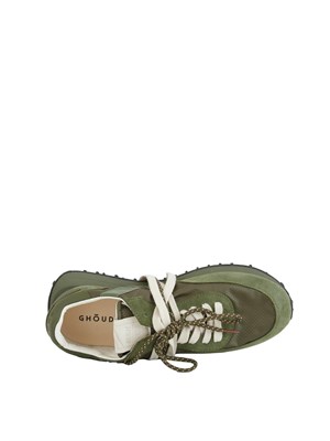 Sneakers Rush Framework di Ghoud Venice in ripstop e suede verde in UOMO