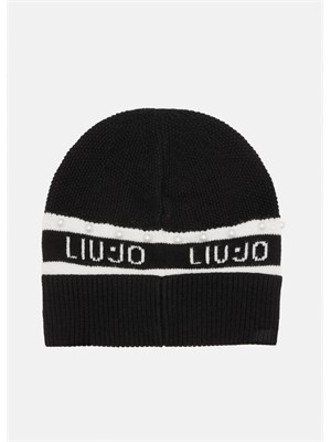 Berretto beanie Liu Jo donna in viscosa nera con perle in DONNA