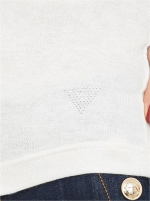 Maglia collo alto Guess Jeans donna in viscosa avorio in DONNA