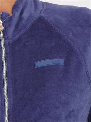 Felpa EA7 Emporio Armani in ciniglia bluette in DONNA