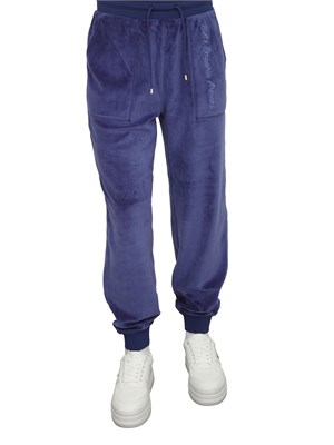 Pantalone jogging EA7 Emporio Armani in ciniglia bluette in DONNA