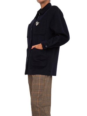 Giacca camicia Liu Jo in misto flanella blu con spilla gioiello in DONNA