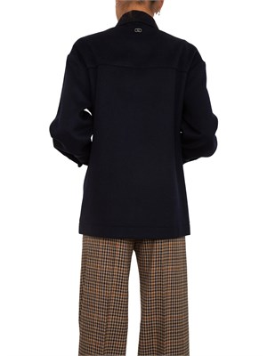 Giacca camicia Liu Jo in misto flanella blu con spilla gioiello in DONNA