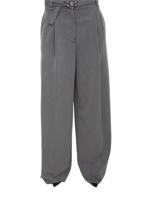 Pantaloni Liu Jo in misto viscosa grigi con cintura gioiello in DONNA