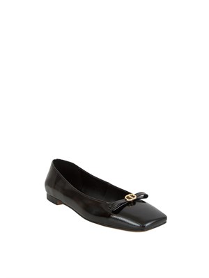 TWIN-SET Ballerine Twinset in vernice nera con logo in DONNA