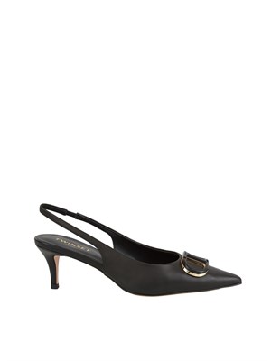 TWIN-SET DÉcolletÉ sling back Twinset in pelle nera con logo in DONNA