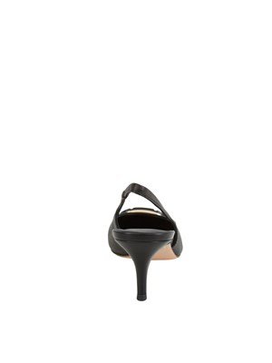 TWIN-SET DÉcolletÉ sling back Twinset in pelle nera con logo in DONNA