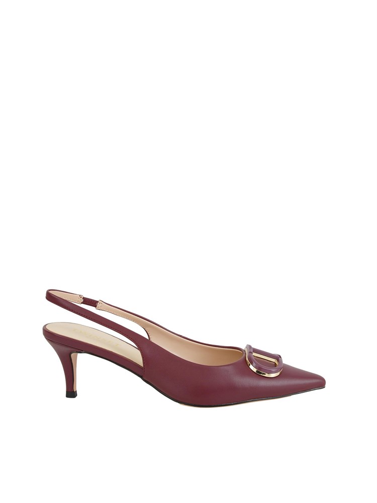 TWIN-SET DÉcolletÉ sling back Twinset in pelle bordeaux con logo