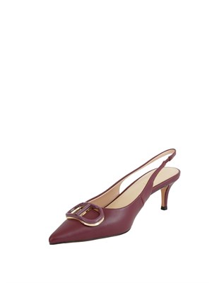 TWIN-SET DÉcolletÉ sling back Twinset in pelle bordeaux con logo in DONNA