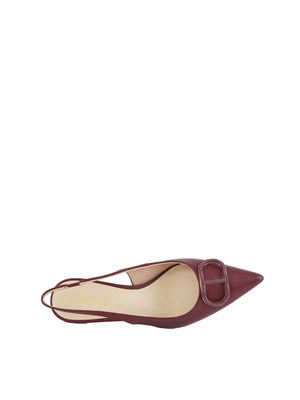 TWIN-SET DÉcolletÉ sling back Twinset in pelle bordeaux con logo in DONNA