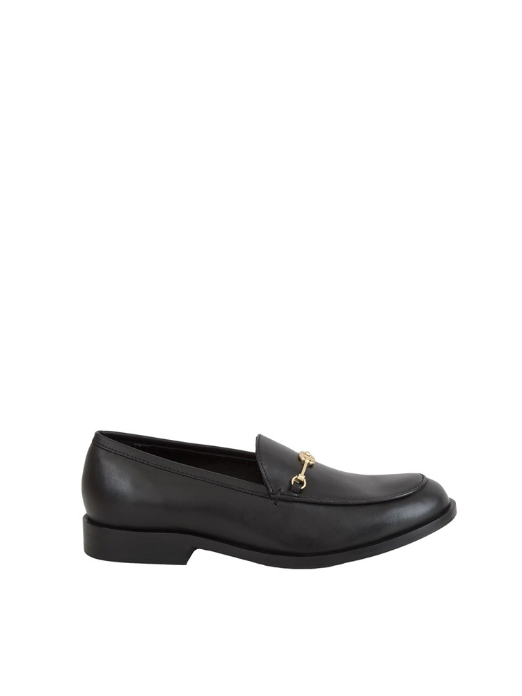 TWIN-SET Mocassino Twinset in pelle nera con logo oro