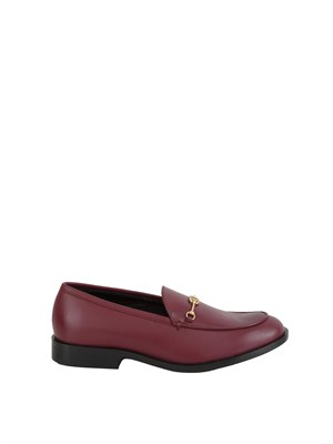 TWIN-SET Mocassino Twinset in pelle bordeaux con logo oro in DONNA