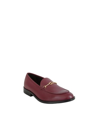 TWIN-SET Mocassino Twinset in pelle bordeaux con logo oro in DONNA