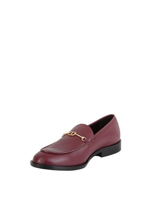 TWIN-SET Mocassino Twinset in pelle bordeaux con logo oro in DONNA