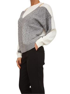 Maglia donna Fracomina in misto viscosa bianca e grigia in DONNA
